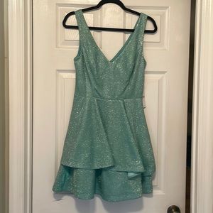 Tease me size 9/10  mini dress turquoise shimmery material NWT Homecoming